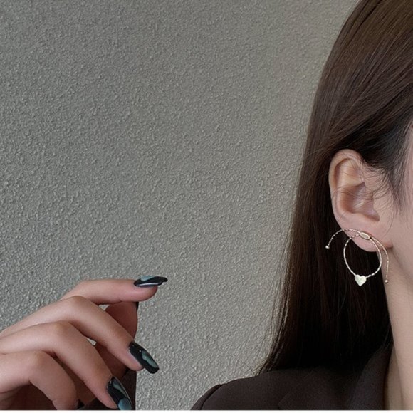 💙2 Ways Heart Threader Earrings - Picture 7 of 10